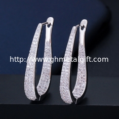 China U shape Stud Earrings Women Luxury Shiny CZ Earring Fashion Contracted Wedding Accessories High Quality Earrings Jewelr supplier