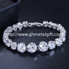 China New Luxury Rose Gold Silver Color CZ Bracelet Bangle for Women Open Party Gift Jewelry Wholesale supplier