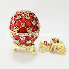 China Decorative Earring Ring Trinket Holder Box Hand Painted Faberge Egg Style Hinged Jewelry Box Case for Home Ornament supplier