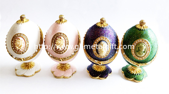 China Luxury RoseFaberge Easter Eggs Jewelry Box Russian Royal Case Metal Faberge Egg Faberge Egg Jewerly Trinke t Box supplier