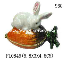 China Fairy Rabbit Enameled Trinket Box Bunny Jewelry Box Pewter Rabbit Jewelry Trinket Box Gifts Cony Trinket Box Ring Holder supplier