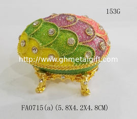 China Crystal Easter Faberge Egg Jewelry Box Earrings Russian Trinkets Case Easter Gifts Collectible Figurines Creative Gifts supplier