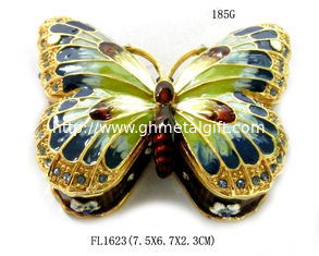 China Colorful Butterfly Metal Alloy Jewelry Box Butterfly Trinket Box supplier