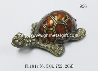 China Turtle Animal pewter jewelry box turtle diamond decoration trinket jewelry box supplier