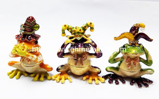 China Pewter alloy gold plated three Frog Jeweled Trinket Box three Frog Jewelry trinket box Box for Jewerly supplier