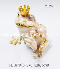 China New frog animal pewter cartoon jewelry box metal gift box Frog trinket box supplier