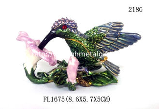China New hummer bejeweled rhinestone crystal bird enamel box  hummer bird trinket box christmas gift box supplier