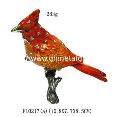 China Fashion metal bird jewelry gift box rhinestone bird enamel trinket boxes supplier
