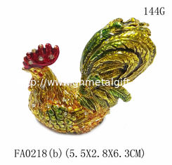 China Rooster chicken jeweled trinket box with diamond for gift jewelry box supplier