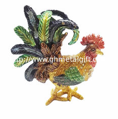 China Pretty Cock metal jewelry box Rooster enamel treasure trinket box supplier