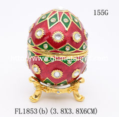 China Faberge Egg Style Decorative Enameled Trinket Box Classic Russian Egg Jewelry Box Collectibles Unique Easter Egg Gift supplier